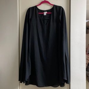 Bar III black v neck dress with cape sleeves